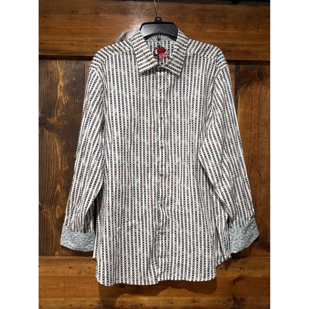 Robert Graham Mens 2XL Classic Fit Skull Stripe Long Sleeve Button Down Shirt
